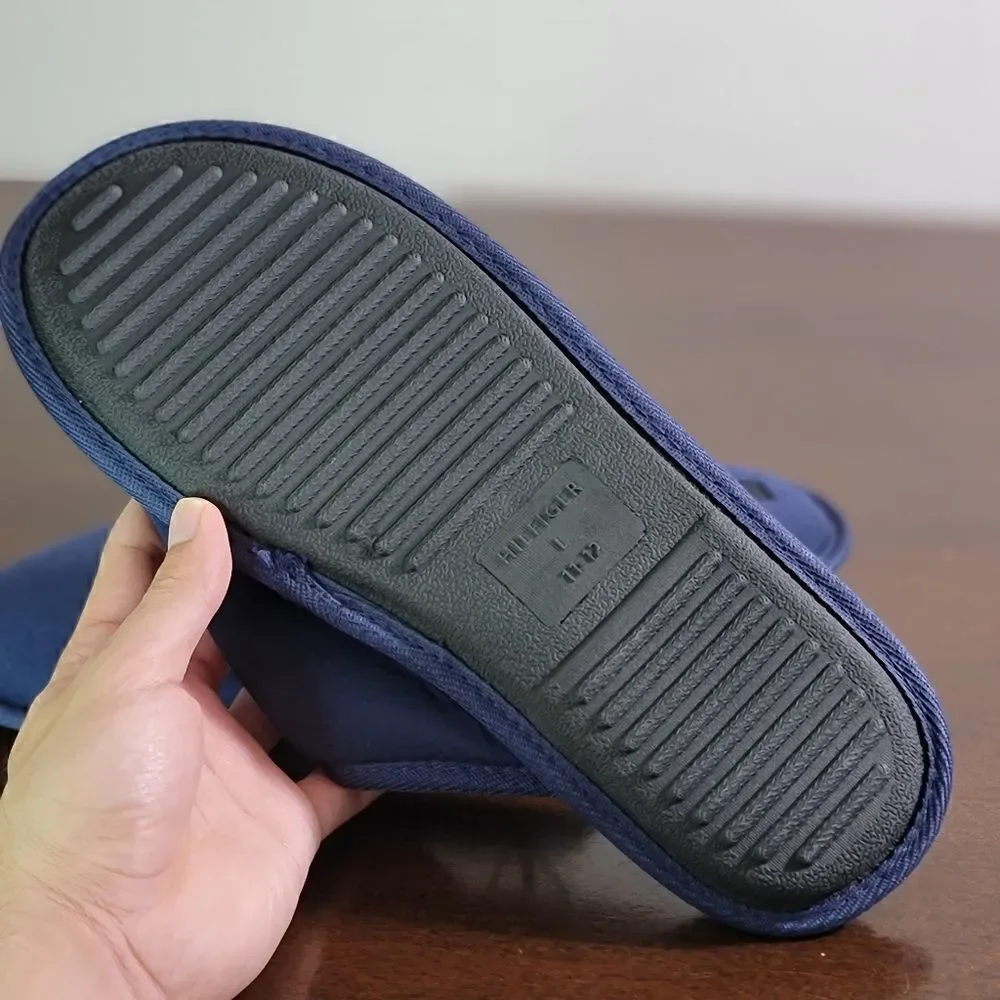 Tommy Hilfiger Men's Slippers Navy Red Size 11 New Comfort Shoes Slides Slip-On